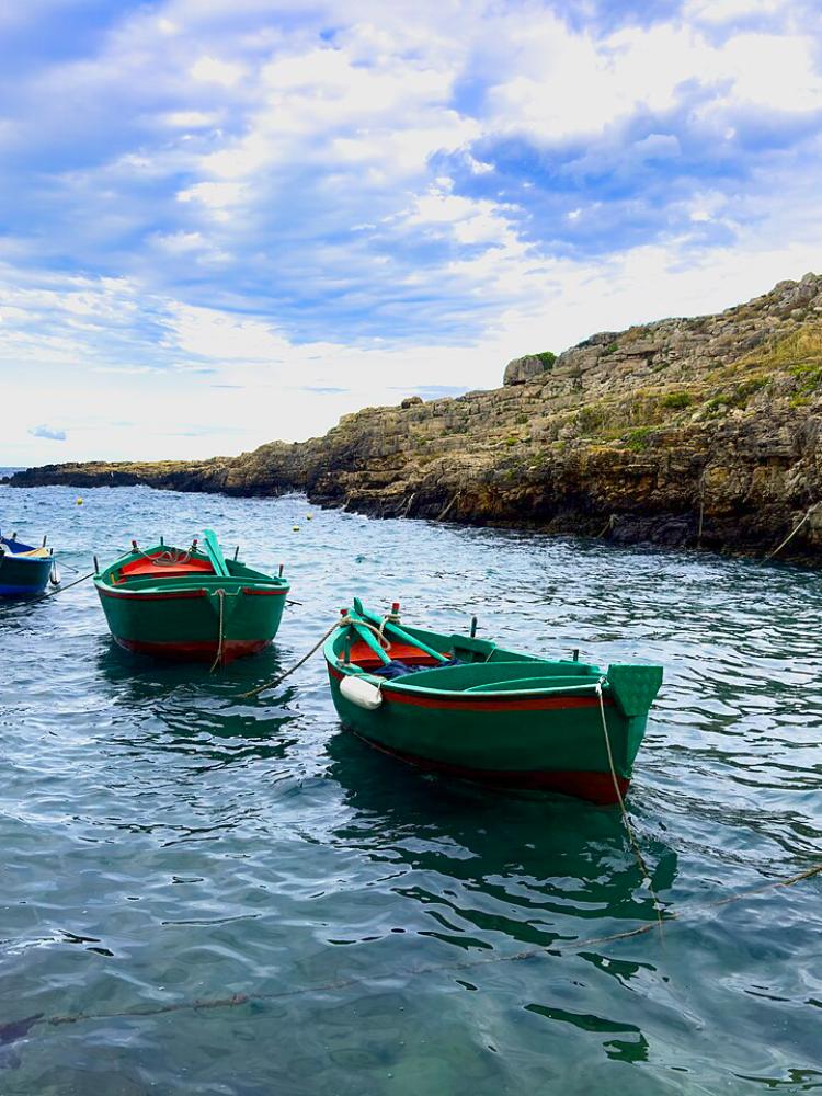 Barche di pescatori a Cala Sala, Port'Alga